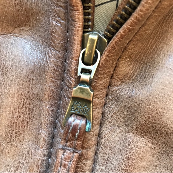 Jos A Bank leather bomber jacket. Size: L - Picture 4 of 8